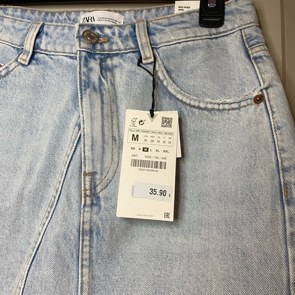 ZARA ASYMMETRICAL DENIM SKIRT - Picture 8 of 9